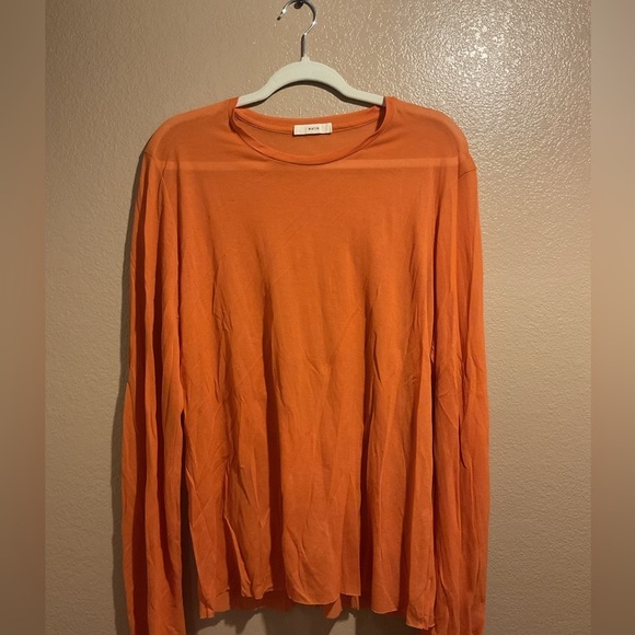 Matin Rusty Orange Silk Basic Longsleeve Tunic Scoopneck size 12 A1 - Picture 1 of 3